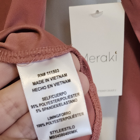 NWT Meraki Rose Mauve Pink Long Sleeve Bodysuit Women's Size Large - Picture 9 of 9